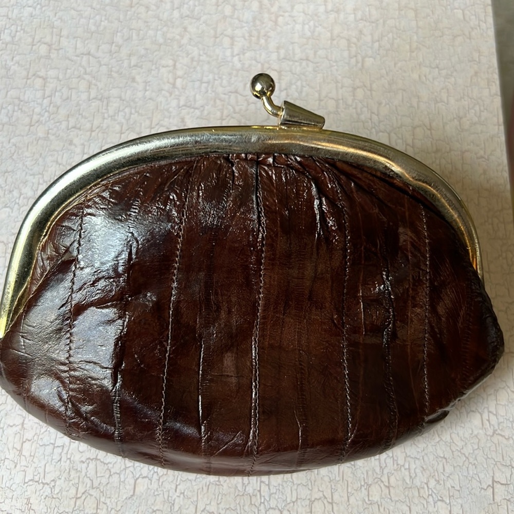 Vintage EEL skin small  coin handbag